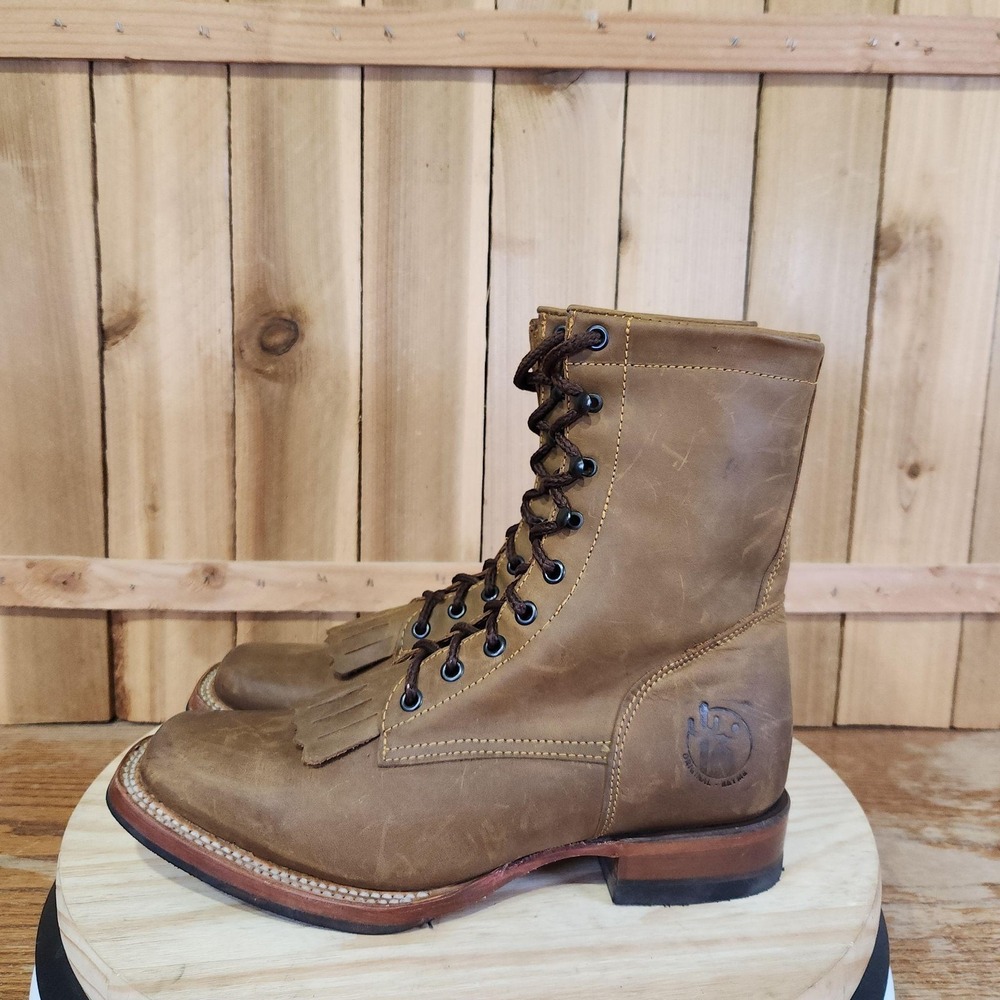 Reyme Packer Boots Mens 7.5 Womens 9.5 Brown Leather Lace Up Western Cowboy